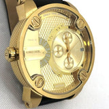 Diesel Mr Daddy Gold Dial Black Leather Strap Watch For Men - DZ7363