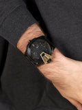 Diesel Uber Chief Two Hand Black Dial Black Leather Strap Watch For Men - DZ7377