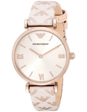 Emporio Armani Analog Grey Dial Pink Leather Strap Watch For Women - AR11126