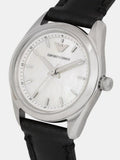 Emporio Armani Analog White Dial Black Leather Strap Watch For Women - AR6026