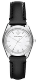 Emporio Armani Analog White Dial Black Leather Strap Watch For Women - AR6026