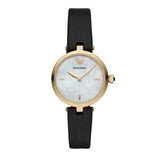 Emporio Armani Arianna Analog Silver Dial Black Leather Strap Watch For Women - AR11200