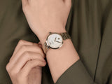 Emporio Armani Arianna Mother of Pearl Dial Gold Steel Strap Watch For Women - AR11198