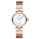 Emporio Armani Arianna White Mother of Pearl Dial Rose Gold Steel Strap Watch For Women - AR11236