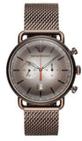 Emporio Armani Aviator Chronograph Grey Dial Brown Mesh Bracelet Watch For Men - AR11169