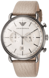Emporio Armani Aviator Chronograph Quartz Grey Dial Beige Leather Strap Watch For Men - AR11107