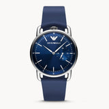 Emporio Armani Aviator Quartz Blue Dial Blue Leather Strap Watch For Men - AR11335