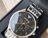 Emporio Armani Beta Chronograph Black Dial Steel Strap Watch For Men - AR1863