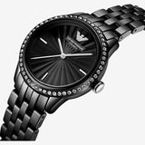Emporio Armani Ceramica Crystals Black Dial Black Ceramic Strap Watch For Women - AR1478