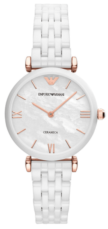 Emporio Armani Ceramica Mother of Pearl Dial White Ceramic Strap Watch For Women - AR1486