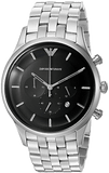 Emporio Armani Chronograph Black Dial Silver Steel Strap Watch For Men - AR11017