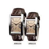 Emporio Armani Classic Beige Dial Brown Leather Strap Watch For Men - AR0154