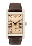 Emporio Armani Classic Beige Dial Brown Leather Strap Watch For Men - AR0154