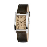 Emporio Armani Classic Beige Dial Brown Leather Strap Watch For Men - AR0154