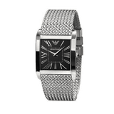 Emporio Armani Classic Black Dial Silver Mesh Bracelet Watch For Women - AR2013