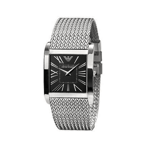 Emporio Armani Classic Black Dial Silver Mesh Bracelet Watch For Women - AR2013