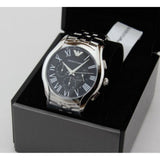Emporio Armani Classic Chronograph Black Dial Silver Steel Strap Watch For Men - AR1786
