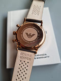 Emporio Armani Classic Chronograph Brown Dial Brown Leather Strap Watch For Men - AR0387