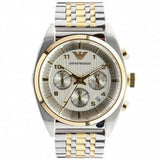 Emporio Armani Classic Chronograph White Dial Two Tone Steel Strap Watch For Men - AR0396