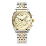 Emporio Armani Classic Chronograph White Dial Two Tone Steel Strap Watch For Men - AR0396
