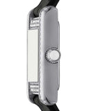 Emporio Armani Classic Crystals Silver Dial Black Leather Strap Watch for Women - AR11660