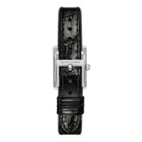 Emporio Armani Classic Crystals Silver Dial Black Leather Strap Watch for Women - AR11660