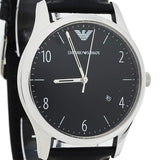 Emporio Armani Classic Quartz Black Dial Black Leather Strap Watch For Men - AR1865