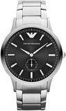 Emporio Armani Classic Quartz Black Dial Silver Steel Strap Watch For Men - AR9107