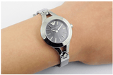 Emporio Armani Classic Quartz Black Dial Silver Steel Strap Watch For Women - AR7328