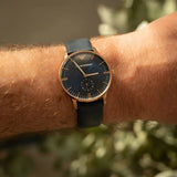 Emporio Armani Classic Quartz Blue Dial Blue Leather Strap Watch For Men  - AR2071