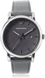 Emporio Armani Classic Quartz Grey Dial Grey Leather Strap Watch For Men - AR1730