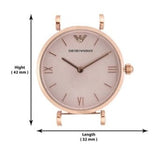 Emporio Armani Classic Quartz Pink Dial Brown Leather Strap Watch For Women - AR1911