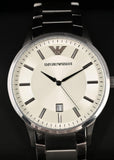 Emporio Armani Classic Quartz White Dial Silver Steel Strap Watch For Men - AR2430