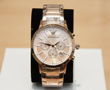 Emporio Armani Classic Rose Gold Chronograph Steel Strap Watch For Men - AR2452