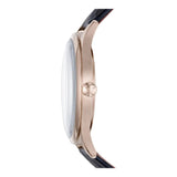 Emporio Armani Classic Silver Dial Blue Leather Strap Watch For Men - AR11131