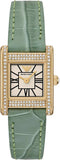 Emporio Armani Classic White Dial Green Leather Strap Watch for Women - AR11661