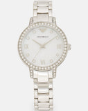 Emporio Armani Cleo Crystals Mother Of Pearl Dial Silver Steel Strap Watch For Women - AR11484