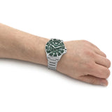 Emporio Armani Diver Automatic Green Dial Silver Steel Strap Watch For Men - AR60061