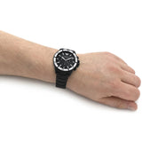 Emporio Armani Diver Chronograph Black Dial Black Steel Strap Watch For Men - AR80050