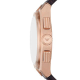 Emporio Armani Federico Chronograph Blue Dial Brown Leather Strap Watch For Men - AR11563
