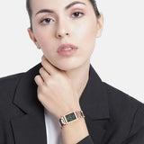 Emporio Armani Genni Green Dial Rose Gold Steel Strap Watch for Women - AR11641