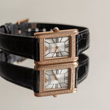 Emporio Armani Genni Silver Dial Black Leather Strap Watch for Women - AR11624
