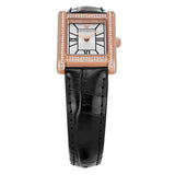 Emporio Armani Genni Silver Dial Black Leather Strap Watch for Women - AR11624
