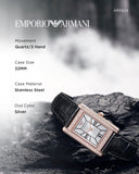 Emporio Armani Genni Silver Dial Black Leather Strap Watch for Women - AR11624