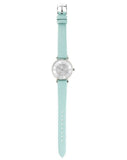 Emporio Armani Gianni T Bar Analog Crystals Silver Dial Blue Leather Strap Watch For Women - AR11443