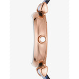 Emporio Armani Gianni T-Bar Analog Mother of Pearl Dial Blue Leather Strap Watch For Women - AR11468