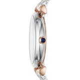 Emporio Armani Gianni T Bar Crystal Blue Dial Two Tone Steel Strap Watch For Women - AR11092