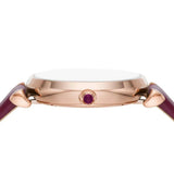 Emporio Armani Gianni T Bar Crystals Maroon Dial Maroon Leather Strap Watch for Women - AR11487