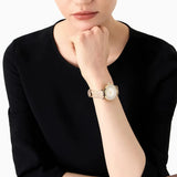 Emporio Armani Gianni T Bar Crystals Silver Dial Brown Leather Strap Watch For Women - AR11518