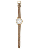 Emporio Armani Gianni T Bar Crystals Silver Dial Brown Leather Strap Watch For Women - AR11518